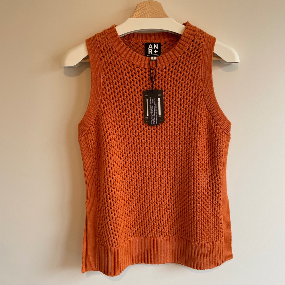 Alp N Rock‎ Papaya Orange Knit Tank Top Sleeveless Organic Cotton Size S Nwt